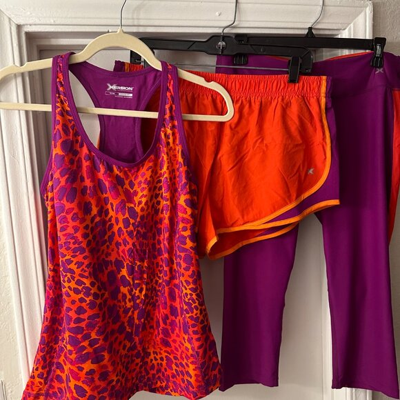 Xersion Orange and Purple Run Shorts With Liner - Picture 12 of 12